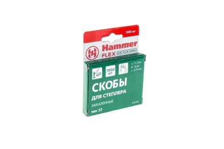 Скобы для степлера HAMMER 215-014  10мм, тип 53, 1000 шт. купить в Нефтеюганске