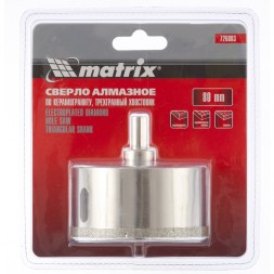 Сверло алмазное по керамограниту 80 х 67 мм 3-гранный хвостовик MATRIX 726803