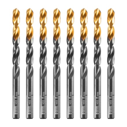 Сверло по металлу, 8 мм, HSS-Tin, Golden Tip, 8 шт. Denzel 717219 купить в Нефтеюганске