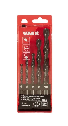 Набор сверл для металла HSS Ф4-10 мм 5 штук пластиковый футляр VMX 511620 купить в Нефтеюганске