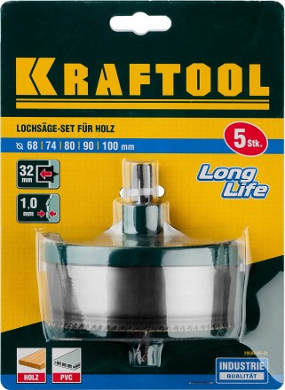 Пила сегментная наборная KRAFTOOL по дереву, 5 полотен: 68-74-80-90-100x32 мм 29584-H5-32 купить в Нефтеюганске