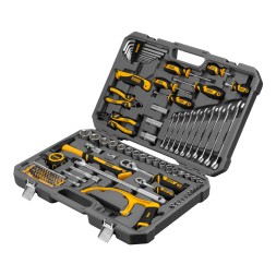 Набор инструментов Denzel 15803, 1/2&quot;, 1/4&quot;, CrV, S2, пластиковый кейс, 100 предметов