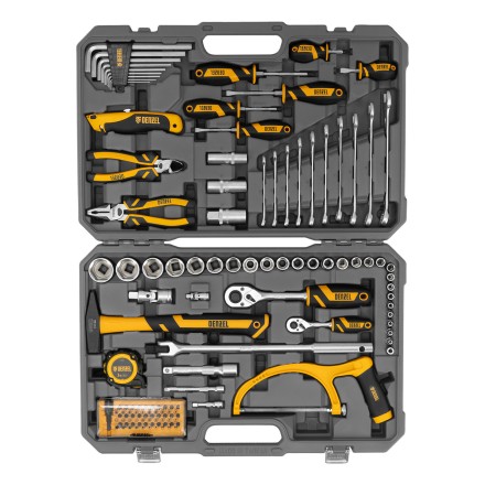 Набор инструментов Denzel 15803, 1/2&quot;, 1/4&quot;, CrV, S2, пластиковый кейс, 100 предметов купить в Нефтеюганске