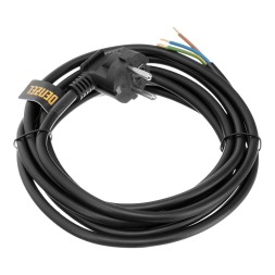 Шнур сетевой Energy Series Denzel, ПВС, 3 м, 3 x 1,5 мм, с неразборной вилкой, черный, 3 м, 37675