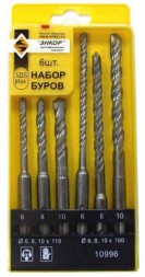 Набор буров SDS+ 6;8;10Х110 мм 6;8;10Х160 мм 6 штук пластиковый футляр Энкор 10996