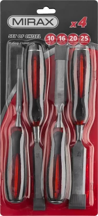 Набор MIRAX: Стамески с двухкомпонентной прозрачной рукояткой в блистере, 4шт 1810-H4 купить в Нефтеюганске