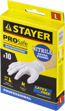 Перчатки STAYER &quot;PROFI&quot; нитриловые экстратонкие, L, 10шт 11204-L купить в Нефтеюганске