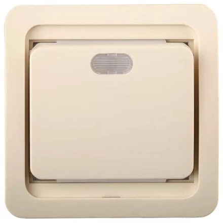 Выключатель СВЕТОЗАР &quot;ГАММА&quot; одноклавишный, с подсветкой, цвет бежевый, 10А/~250В SV-54131-B купить в Нефтеюганске