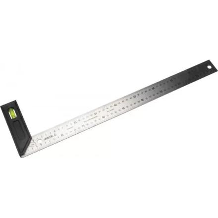 Угольник &quot;ЭКСПЕРТ&quot; разметочный, усиленный, встроенный уровень, гравирован шкала, нерж полотно 37мм, толщина 2мм, 500мм 34397-50 купить в Нефтеюганске