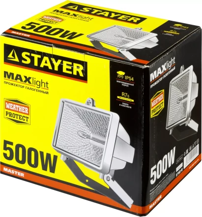 Прожектор STAYER &quot;MASTER&quot; MAXLight галогенный, с дугой крепления под установку, белый, 500Вт 57103-W купить в Нефтеюганске