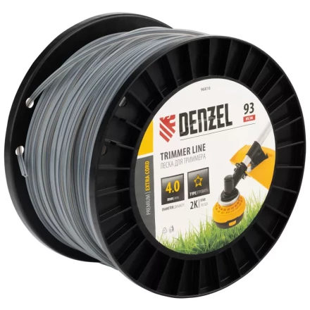 Леска для триммера двухкомпонентная звезда, 4,0мм х 93м, на DIN катушке EXTRA CORD// Denzel 96816 купить в Нефтеюганске