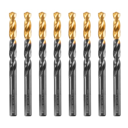 Сверло по металлу, 8,5 мм, HSS-Tin, Golden Tip, 8 шт. Denzel 717220 купить в Нефтеюганске