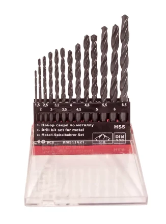 Набор сверл для металла HSS Ф1,5-6,5 мм 13 штук пластиковый футляр VMX 511621 купить в Нефтеюганске