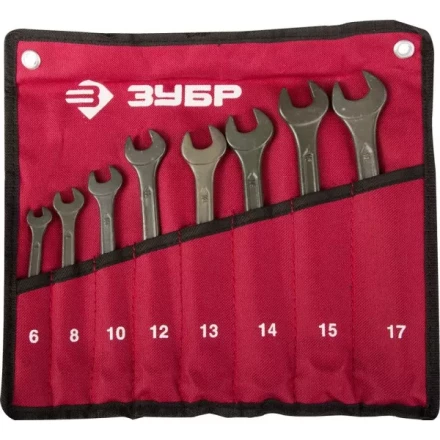 Набор ЗУБР Ключи комбинированные, серия &quot;Т-80&quot;, хромованадиевая сталь, зелёный цинк, 6-17мм, 8шт 27025-H8 купить в Нефтеюганске