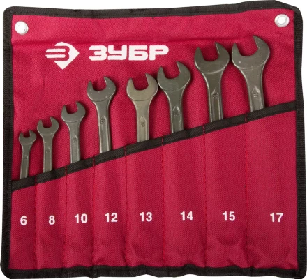 Набор ЗУБР Ключи комбинированные, серия &quot;Т-80&quot;, хромованадиевая сталь, зелёный цинк, 6-17мм, 8шт 27025-H8 купить в Нефтеюганске