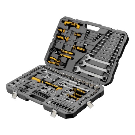 Набор инструментов Denzel 15804, 1/2&quot;, 1/4&quot;, CrV, S2, пластиковый кейс, 122 предмета купить в Нефтеюганске