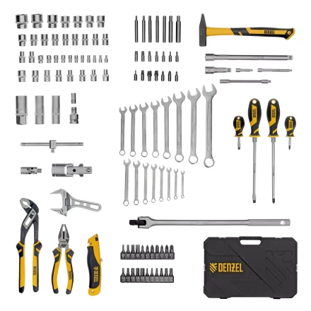 Набор инструментов Denzel 15804, 1/2&quot;, 1/4&quot;, CrV, S2, пластиковый кейс, 122 предмета купить в Нефтеюганске