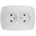Розетка СВЕТОЗАР &quot;CITY LIGHT&quot; двойная в сборе, без заземления, цвет белый, 16А/~250В SV-54202-W купить в Нефтеюганске