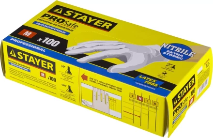 Перчатки STAYER &quot;PROFI&quot; нитриловые экстратонкие, M, 100шт 11203-M купить в Нефтеюганске