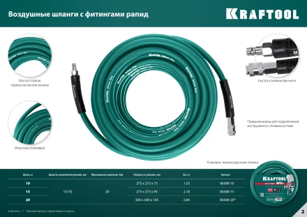 Воздушные шланги KRAFTOOL с фитингами рапид 10х15 мм 06588-20 купить в Нефтеюганске