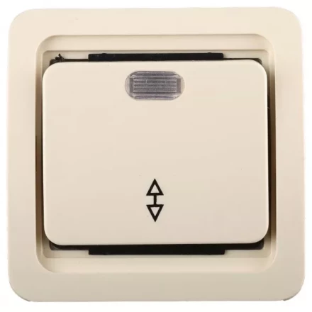 Выключатель СВЕТОЗАР &quot;ГАММА&quot; проходной одноклавишный, с подсветкой, цвет бежевый, 10А/~250В SV-54138-B купить в Нефтеюганске