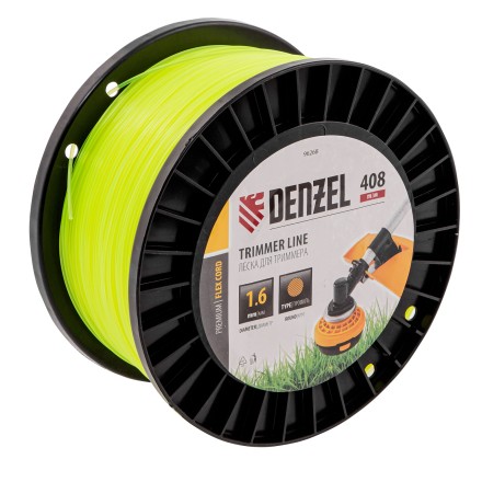 Леска для триммера круглая, 1,6мм х 408м, на DIN катушке FLEX CORD, Denzel 96268 купить в Нефтеюганске