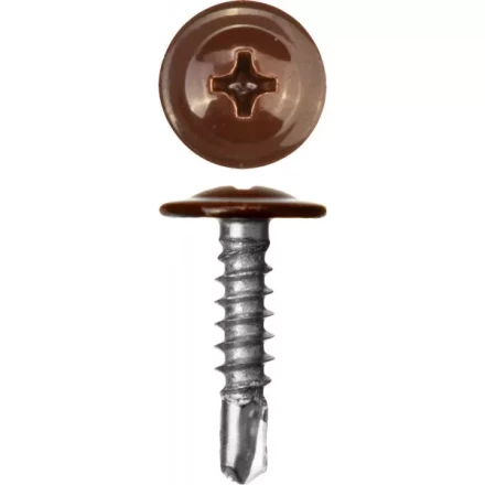 Саморезы ЗУБР с прессшайбой и сверлом по листовому металлу до 2мм, окрашенные в RAL-8017, PH2, 4,2х16мм, 500шт 300211-42-016-8017 купить в Нефтеюганске