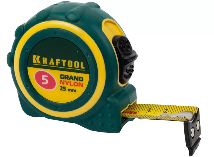 Рулетка KRAFTOOL "GRAND", двухкомпонентный корпус, двусторонняя шкала, нейлоновое покрытие, 5мх25мм 3412-05_z01 купить в Нефтеюганске