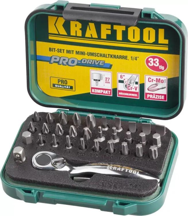 PRO. Наборы в боксе: БИТЫ KRAFTOOL PRO-Drive 26157-H33 купить в Нефтеюганске