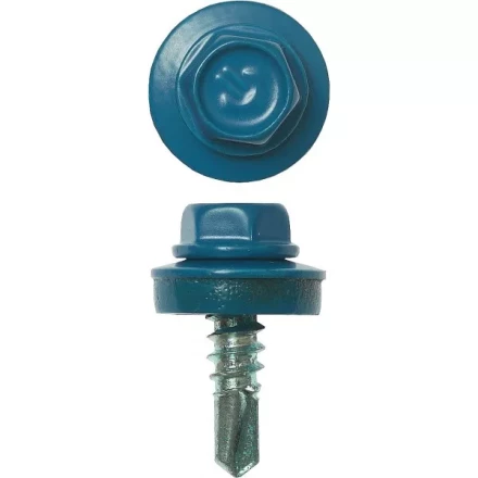 Саморезы ЗУБР окраш., RAL 5009 небесно-голуб., для крепл. кров. матер. к металл. констр., 5.5x19мм, 500шт 4-300315-55-019-5009 купить в Нефтеюганске