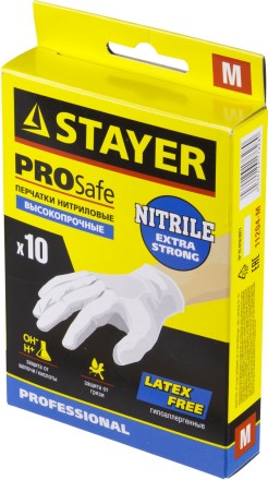 Перчатки STAYER &quot;PROFI&quot; нитриловые экстратонкие, M, 10шт 11204-M купить в Нефтеюганске