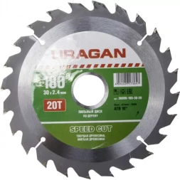 Диск пильный "Fast cut" по дереву, 180х30мм, 20Т, URAGAN 36800-180-30-20
