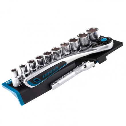 Набор торцевых головок трещотка 120 зубьев 12 предметов 1/2&quot; CrV Gross 14138 купить в Нефтеюганске