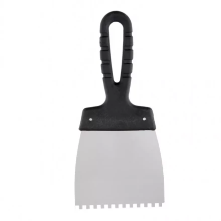 Шпатель из нержавеющей стали 100 мм зуб 4 х 4 мм пластмассовая ручка Россия 85138 купить в Нефтеюганске