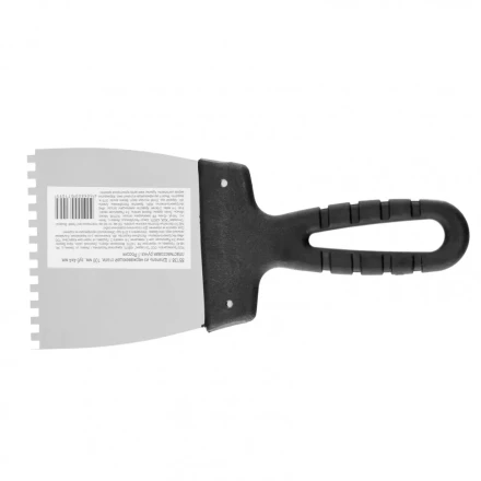 Шпатель из нержавеющей стали 100 мм зуб 4 х 4 мм пластмассовая ручка Россия 85138 купить в Нефтеюганске