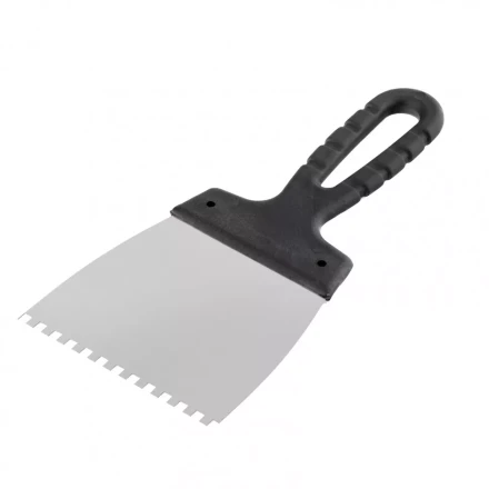 Шпатель из нержавеющей стали 100 мм зуб 4 х 4 мм пластмассовая ручка Россия 85138 купить в Нефтеюганске