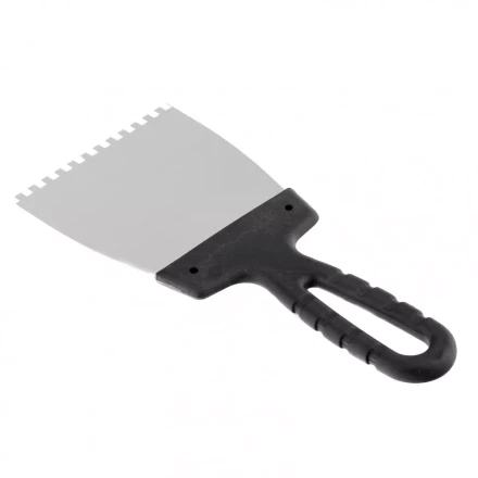 Шпатель из нержавеющей стали 100 мм зуб 4 х 4 мм пластмассовая ручка Россия 85138 купить в Нефтеюганске