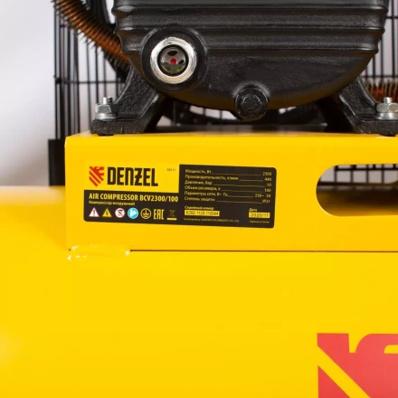 Компрессор воздушный рем. привод BCV2300/100, 2,3 кВт, 100 литров, 440 л/мин Denzel 58111 купить в Нефтеюганске
