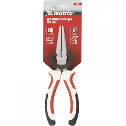 Длинногубцы White Nickel 200 мм прямые никелированные трехкомпонентные рукоятки MATRIX 17190 купить в Нефтеюганске
