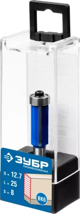 ЗУБР 12.7 x 25 мм, хвостовик 8 мм, фреза кромочная с нижним подшипником, Профессионал (28727-12.7-25) купить в Нефтеюганске