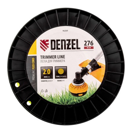 Леска для триммера круглая, 2,0мм х 276м, на DIN катушке FLEX CORD,  Denzel 96269 купить в Нефтеюганске