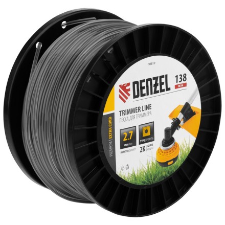 Леска для триммера двухкомпонентная квадрат, 2,7мм х 138м, на DIN катушке EXTRA CORD// Denzel 96819 купить в Нефтеюганске