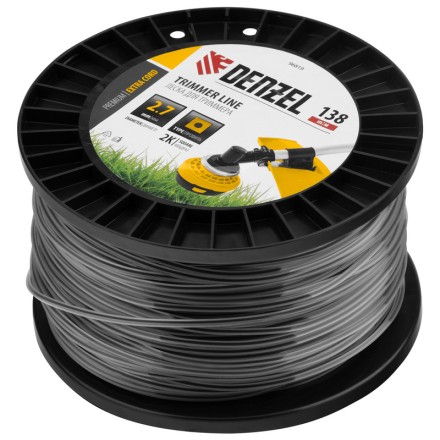 Леска для триммера двухкомпонентная квадрат, 2,7мм х 138м, на DIN катушке EXTRA CORD// Denzel 96819 купить в Нефтеюганске