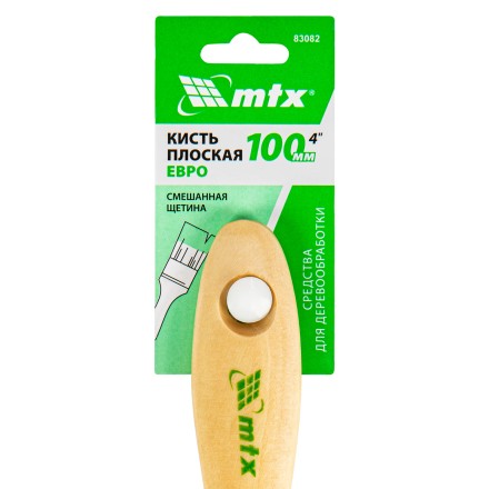 Кисть плоская &quot;Евро&quot; 4&quot;, смешанная щетина, деревянная ручка MTX 83082 купить в Нефтеюганске