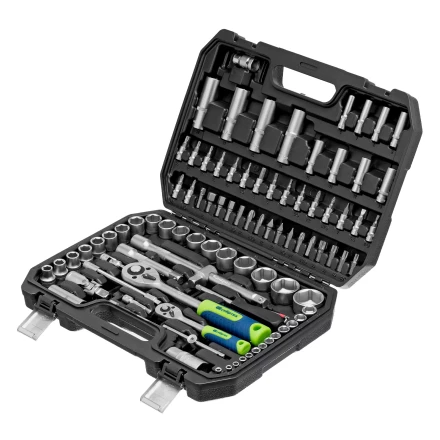 Набор инструментов Сибртех 13388, 1/2&quot;, 1/4&quot;, пластиковый кейс, 94 предмета купить в Нефтеюганске