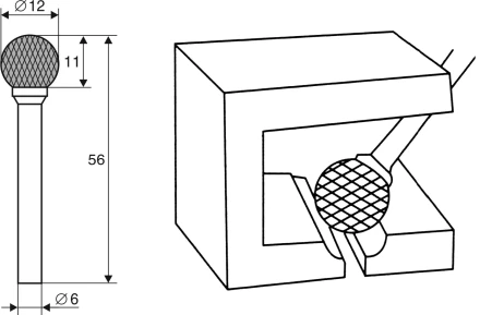 Борфреза Сферическая D 6х12 Энкор 21706 купить в Нефтеюганске