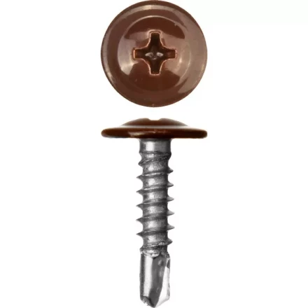 Саморезы ЗУБР с прессшайбой и сверлом по листовому металлу до 2мм, окрашенные в RAL-8017, PH2, 4,2х19мм, 450шт 300211-42-019-8017 купить в Нефтеюганске