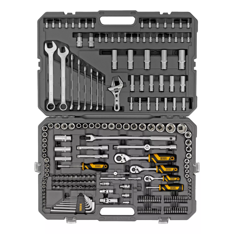 Набор инструментов Denzel 15807, 1/2", 1/4", 3/8", CrV, S2, пластиковый кейс, 216 предметов купить в Нефтеюганске