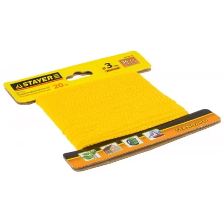 Шнур STAYER &quot;STANDARD&quot; хозяйственно-бытовой, полипропиленовый, вязанный, без сердечника, желтый, d 3, 20м 50424-03-020 купить в Нефтеюганске