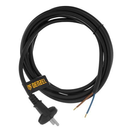 Шнур сетевой Denzel Energy Series, ПВС, 3 м, 2 x 1,5 мм, с неразборной вилкой, черный, 3 м, 37673 купить в Нефтеюганске